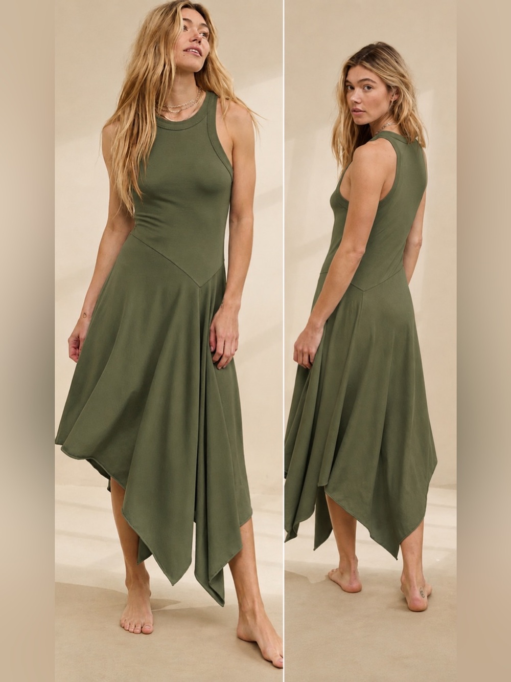 Aerie Asymmetrical Midi Dress